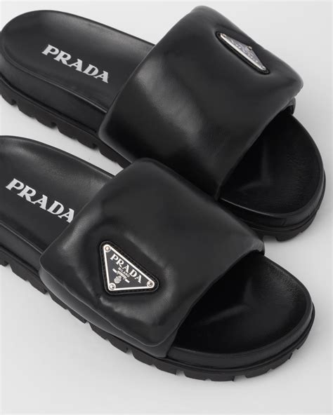 prada flat leather slides|prada straw sandals.